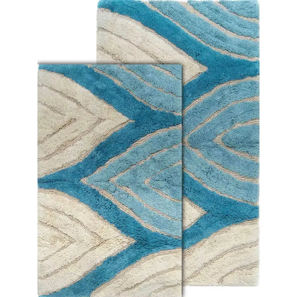 2pc Davenport Geometric Bath Rug Set - Aqua