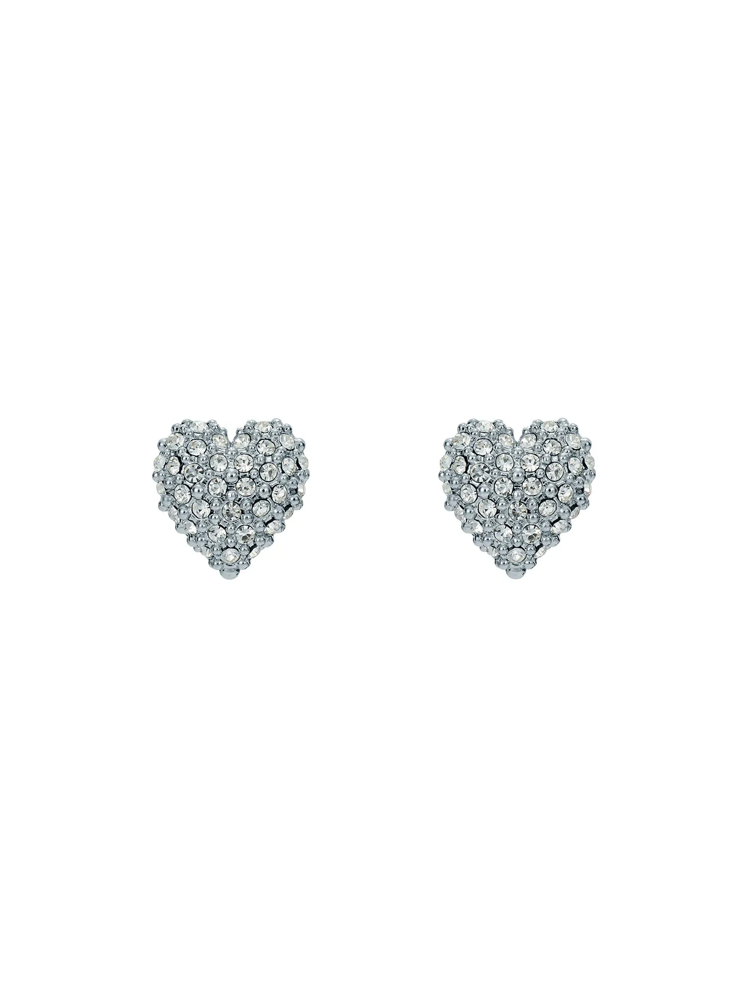 Adoraa Crystal Sweetheart Stud Earrings Silver