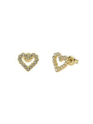 Amorina Crystal Halo Heart Stud Earrings Gold