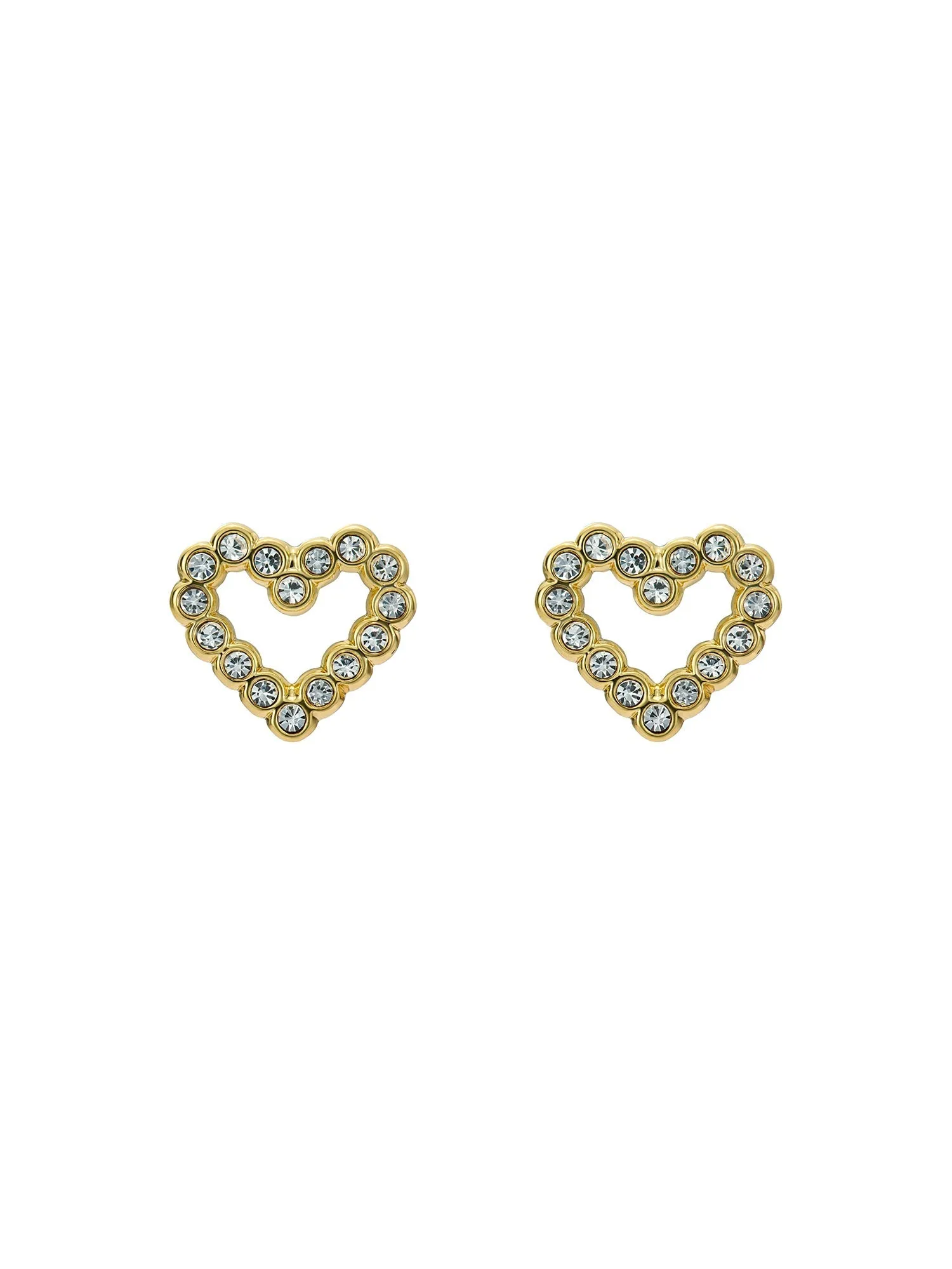 Amorina Crystal Halo Heart Stud Earrings Gold