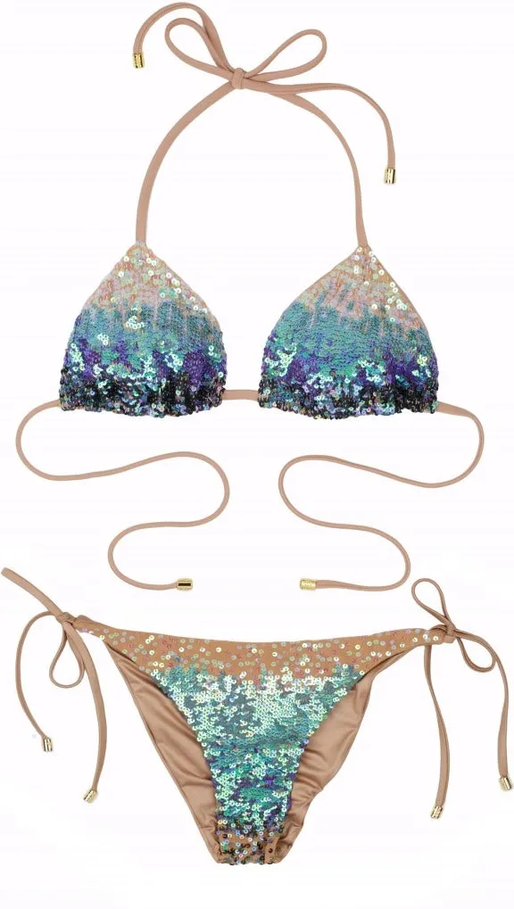 Beach Bunny Swimwear Ariel Mermaid Blue Ombre Sequin Bikini