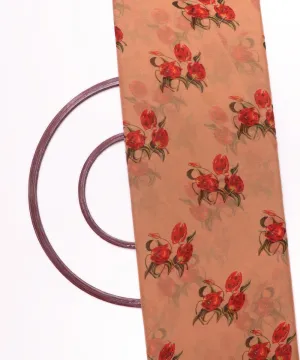 Beige Colour Floral Print Chiffon Fabric
