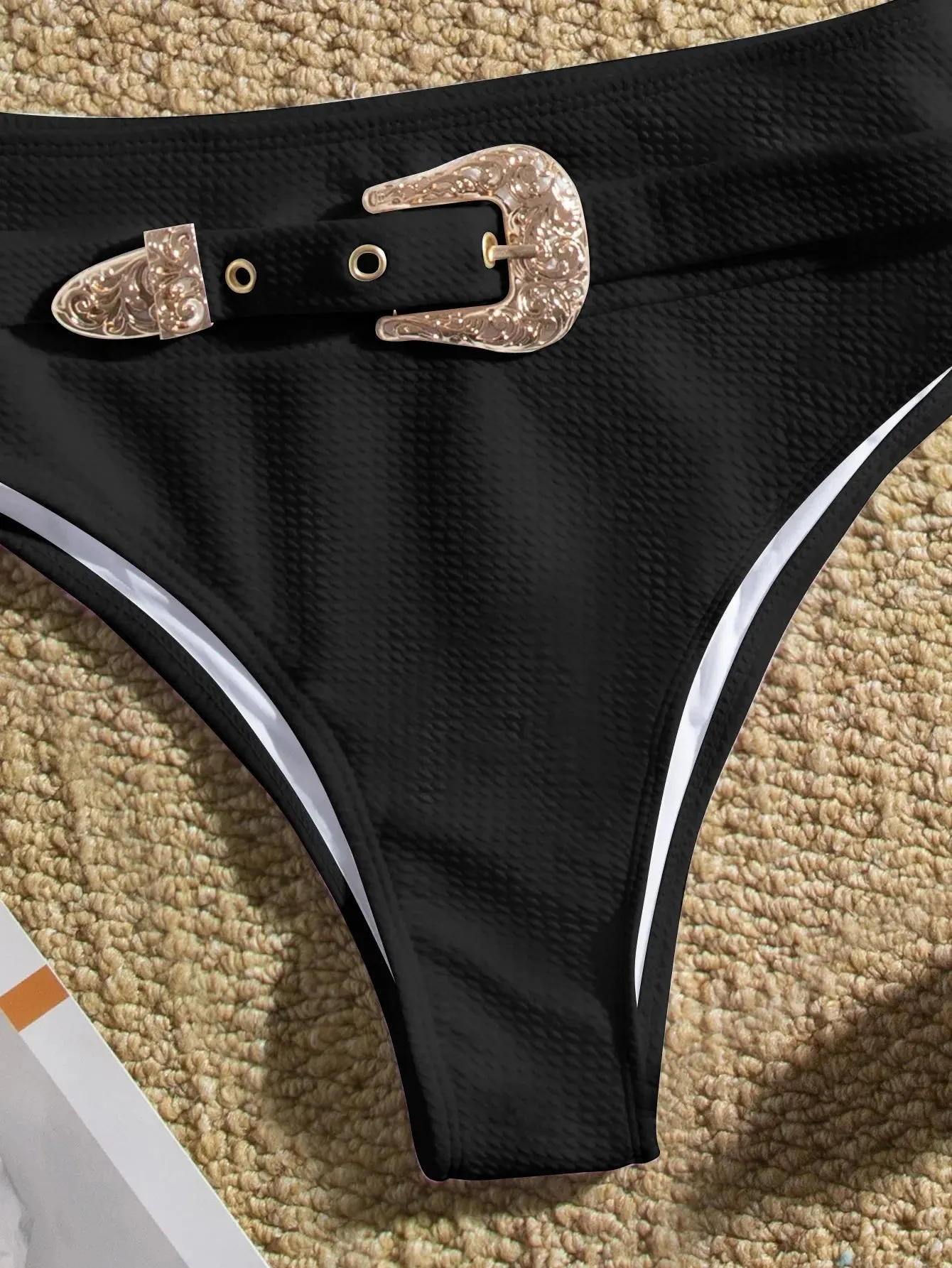 Belted One-Piece Swimsuit with Push-Up Underwire Support