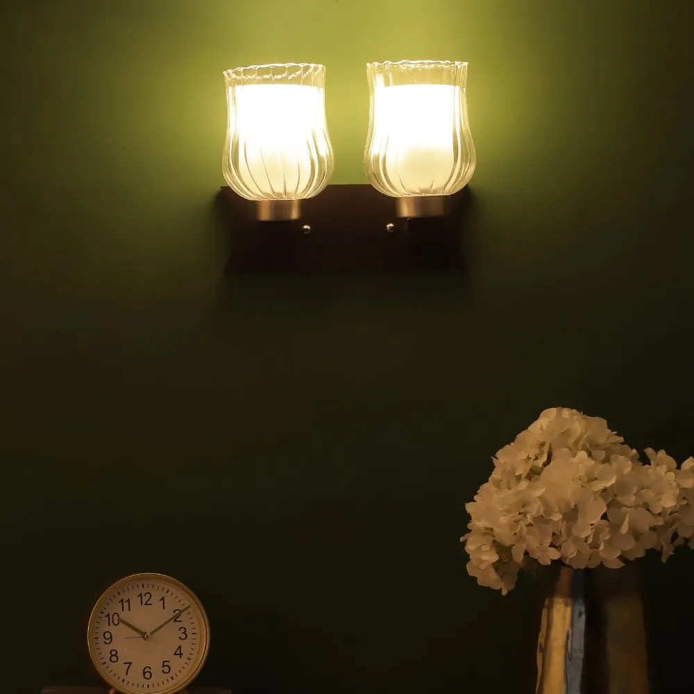 Black Wall Light White Glass - S-132-1W - Included Bulb