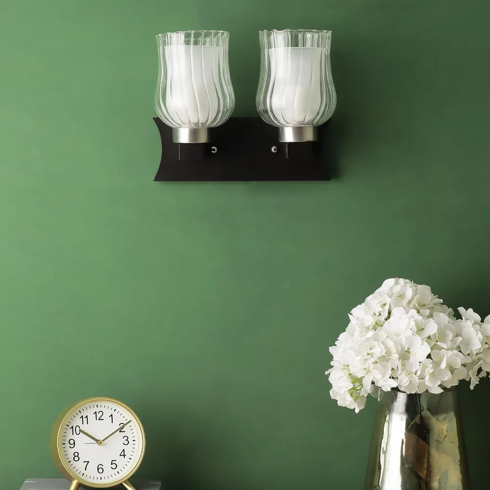 Black Wall Light White Glass - S-132-1W - Included Bulb