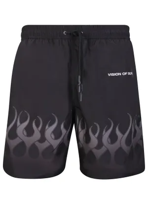 Black/gray Flames swim shorts