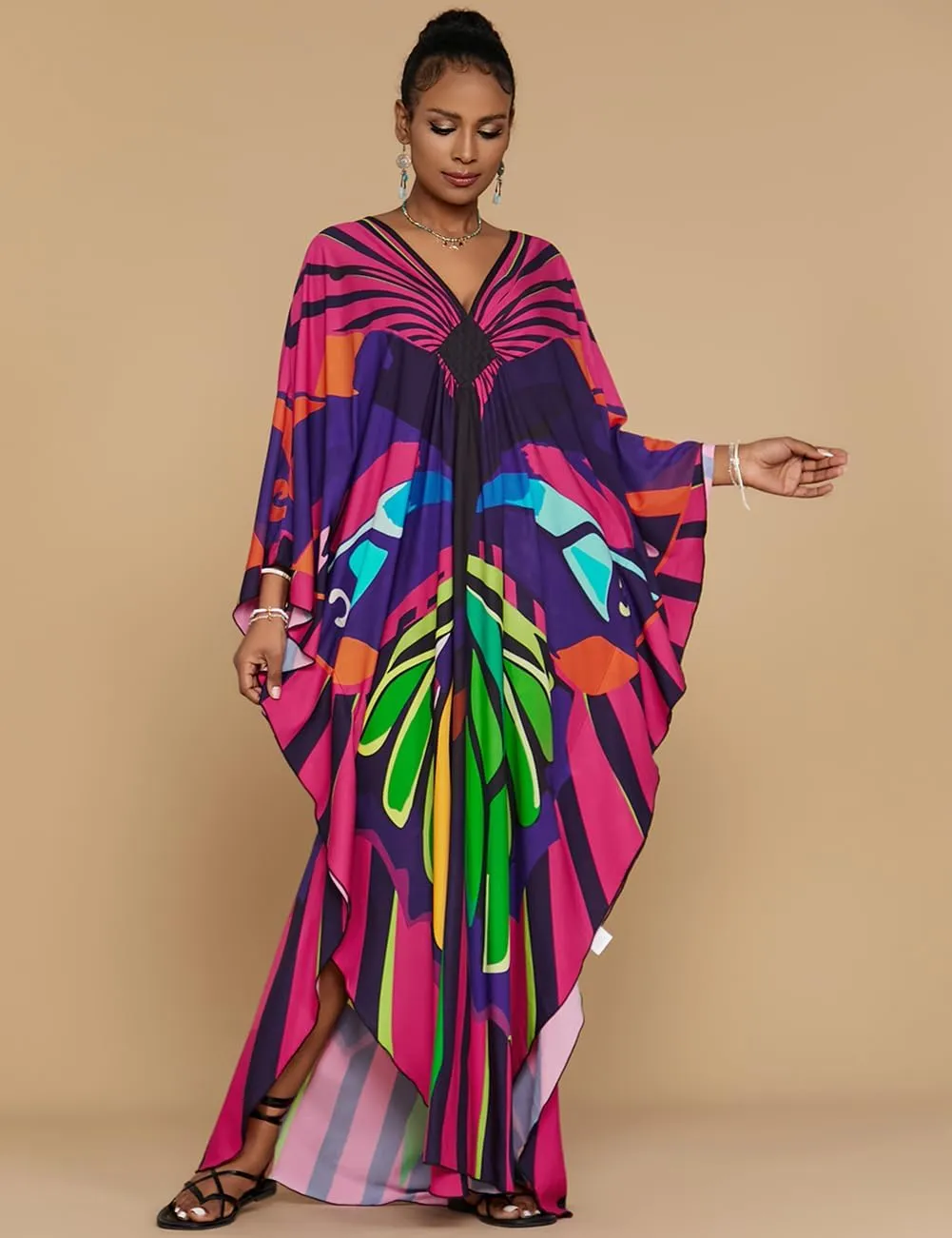Bsubseach Plus Size Caftan Dress for Women Long Beach Kaftans Swimwear Beach Cover Ups Resort