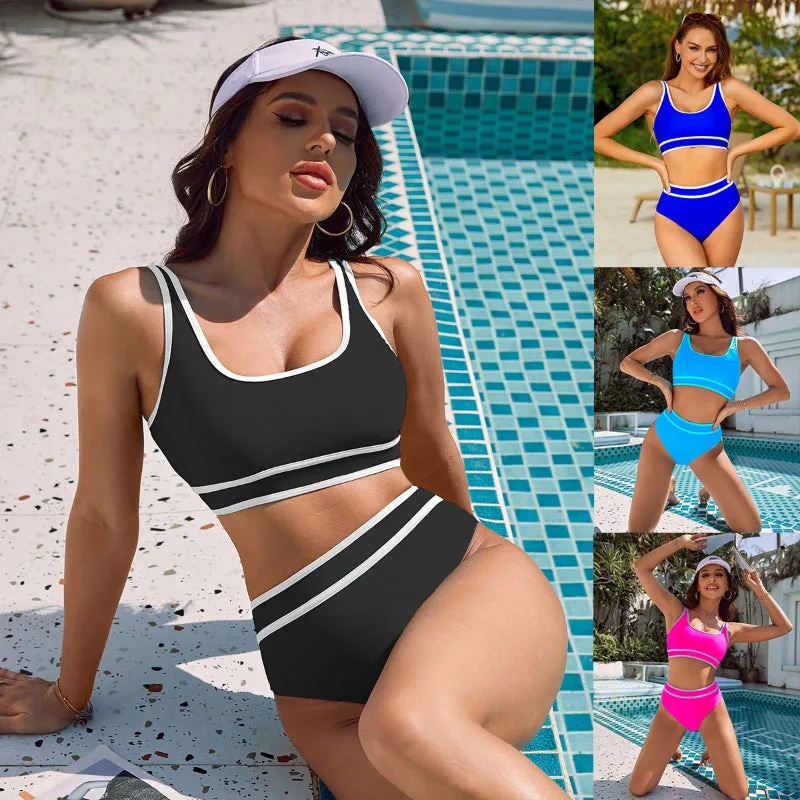 Chic Minimalism: Pure Color Strapless Casual Swimsuit