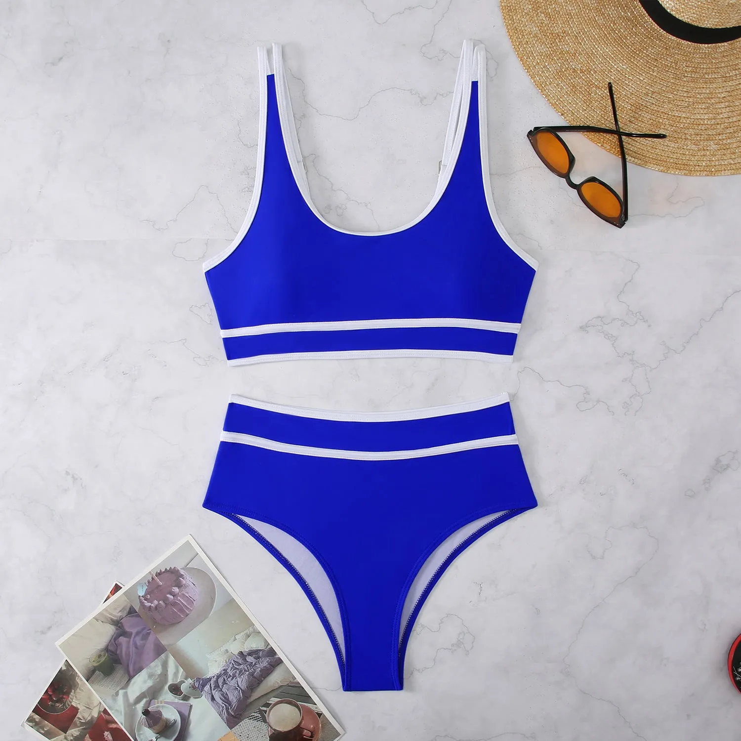 Chic Minimalism: Pure Color Strapless Casual Swimsuit