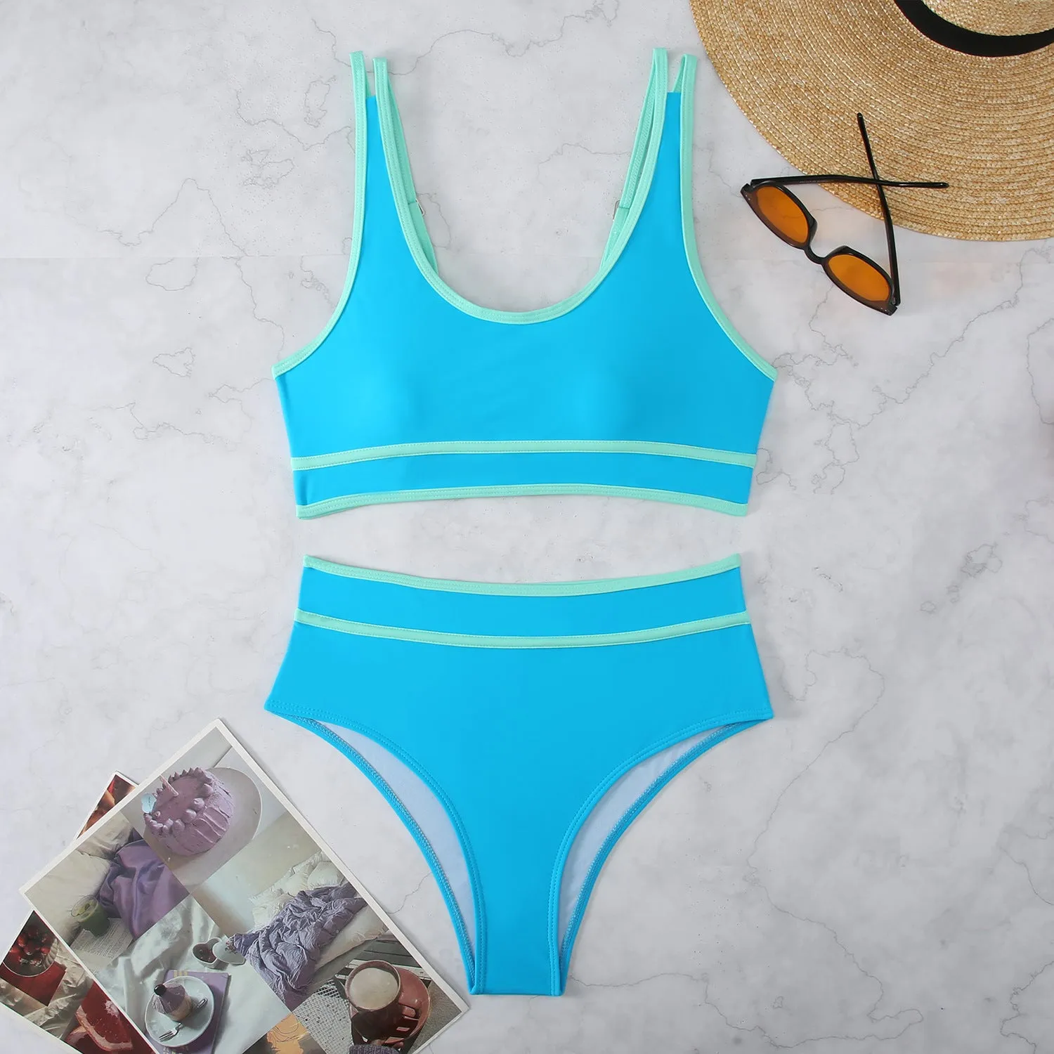 Chic Minimalism: Pure Color Strapless Casual Swimsuit