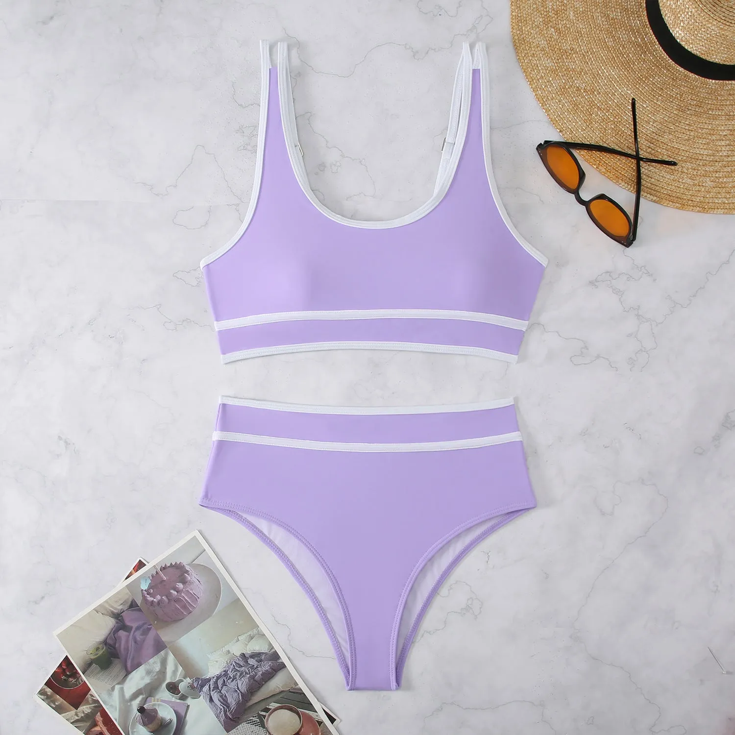 Chic Minimalism: Pure Color Strapless Casual Swimsuit