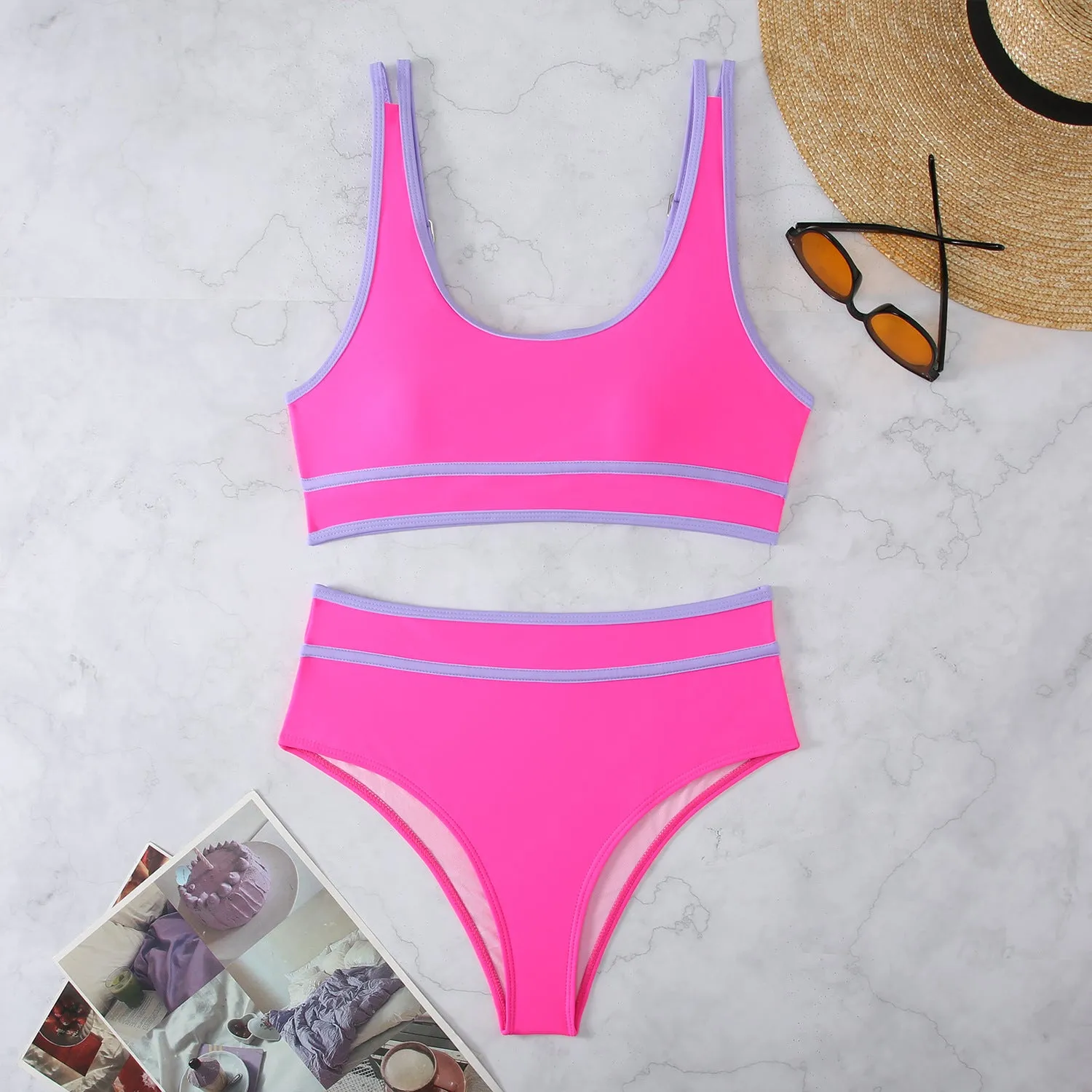 Chic Minimalism: Pure Color Strapless Casual Swimsuit