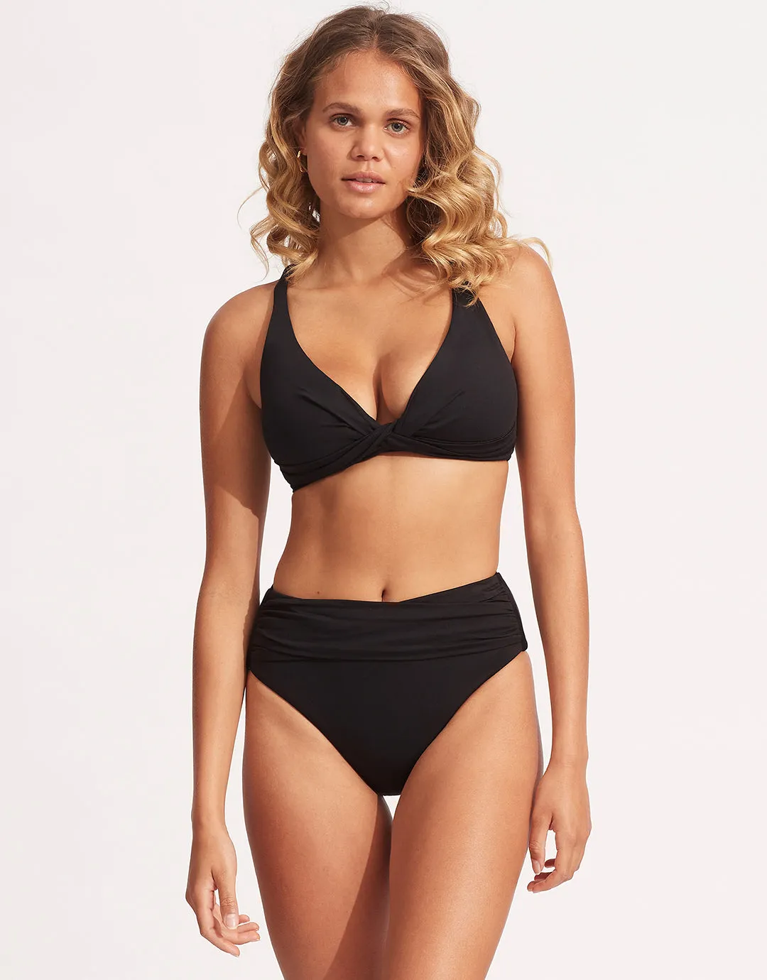 Collective DD Double Wrap Front Bikini Top - Black