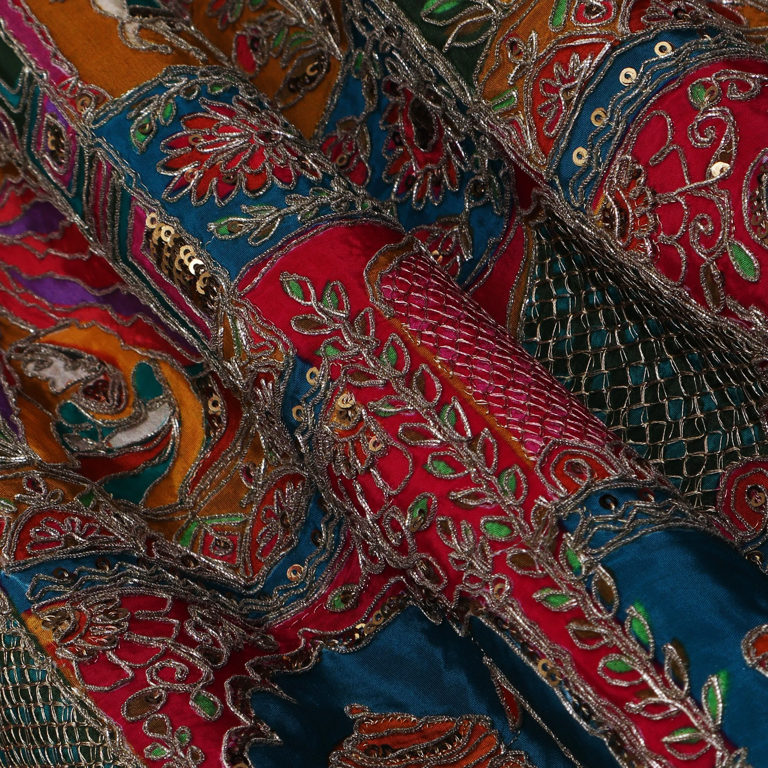 Crepe Kalamkari Embroidery Fabric