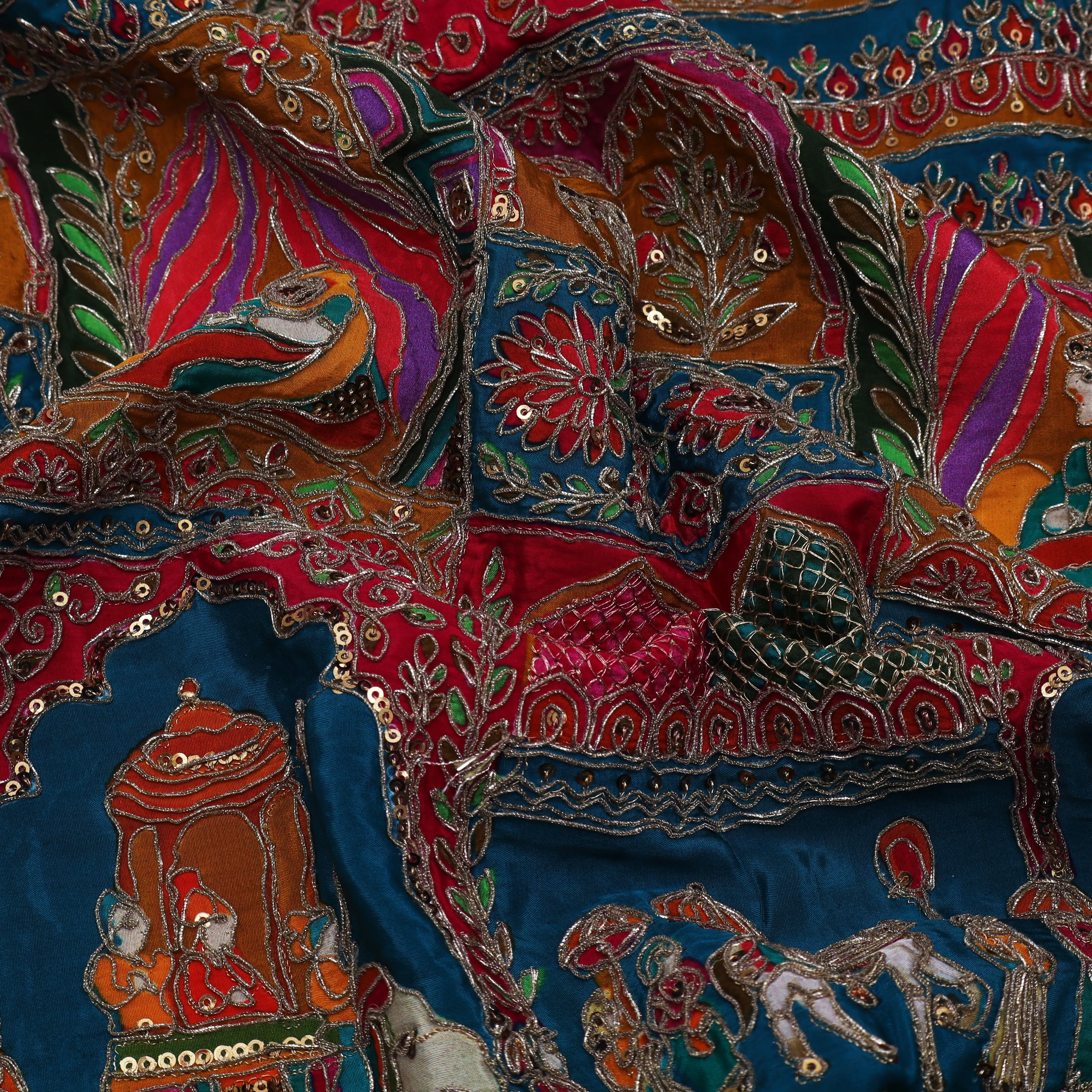 Crepe Kalamkari Embroidery Fabric