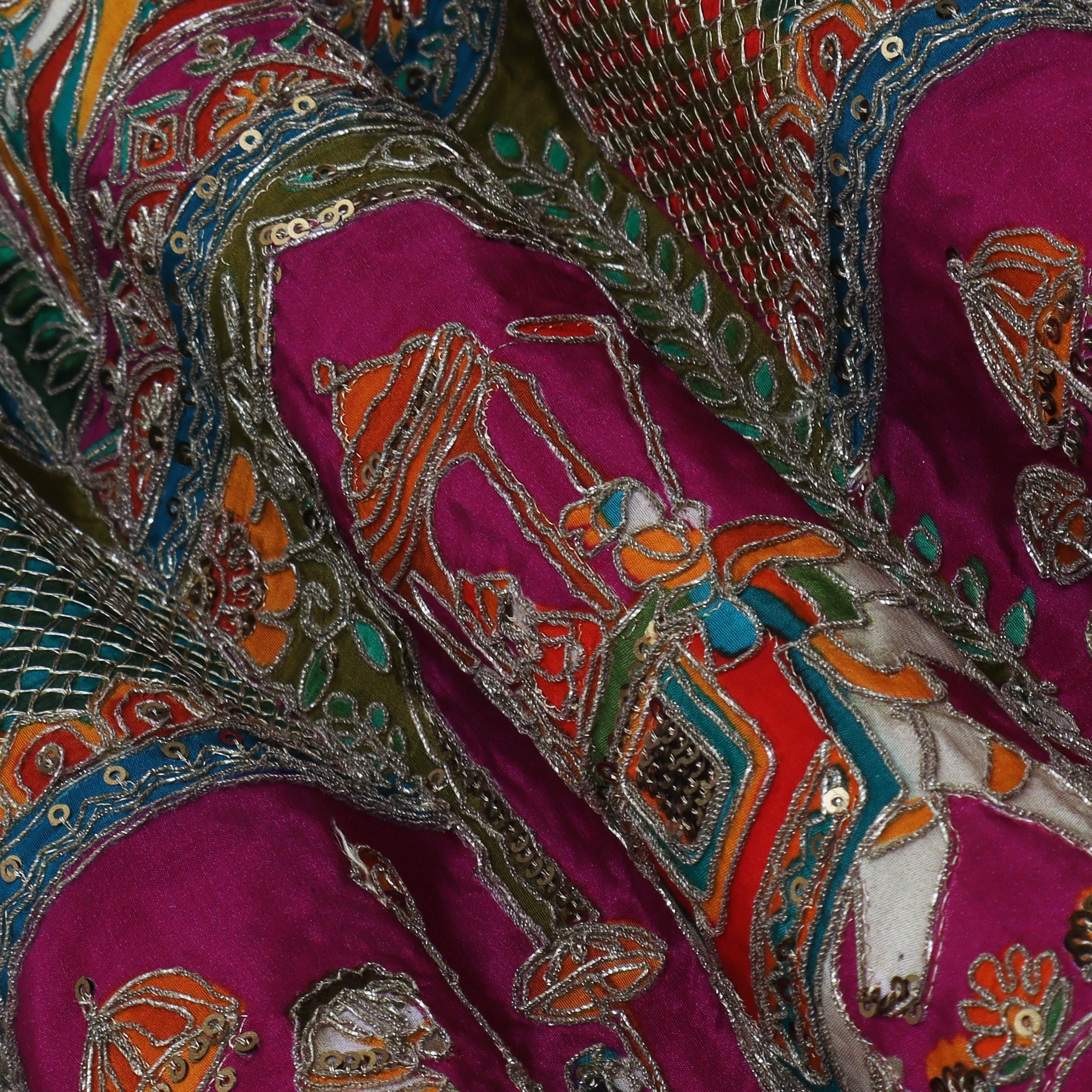 Crepe Kalamkari Embroidery Fabric