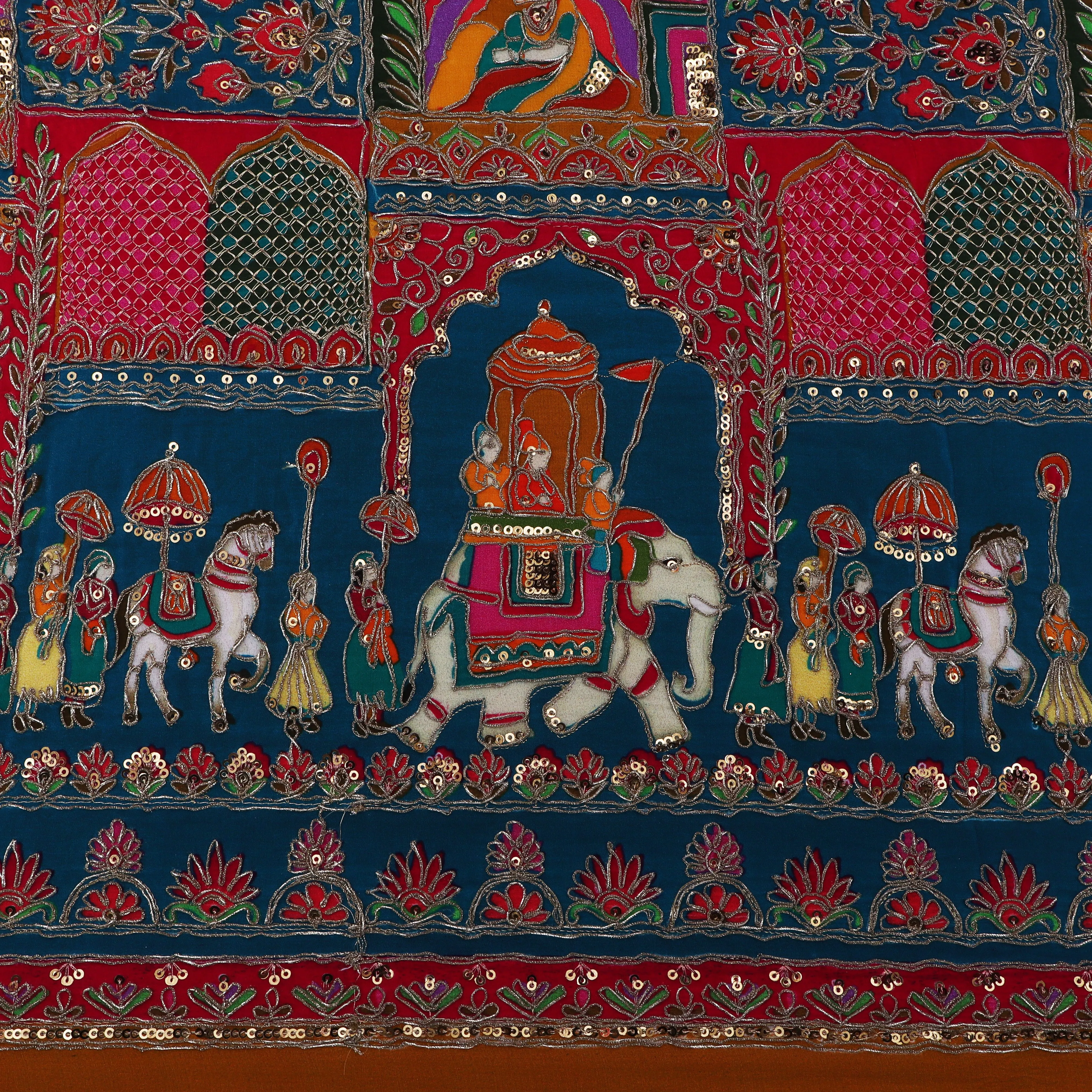 Crepe Kalamkari Embroidery Fabric