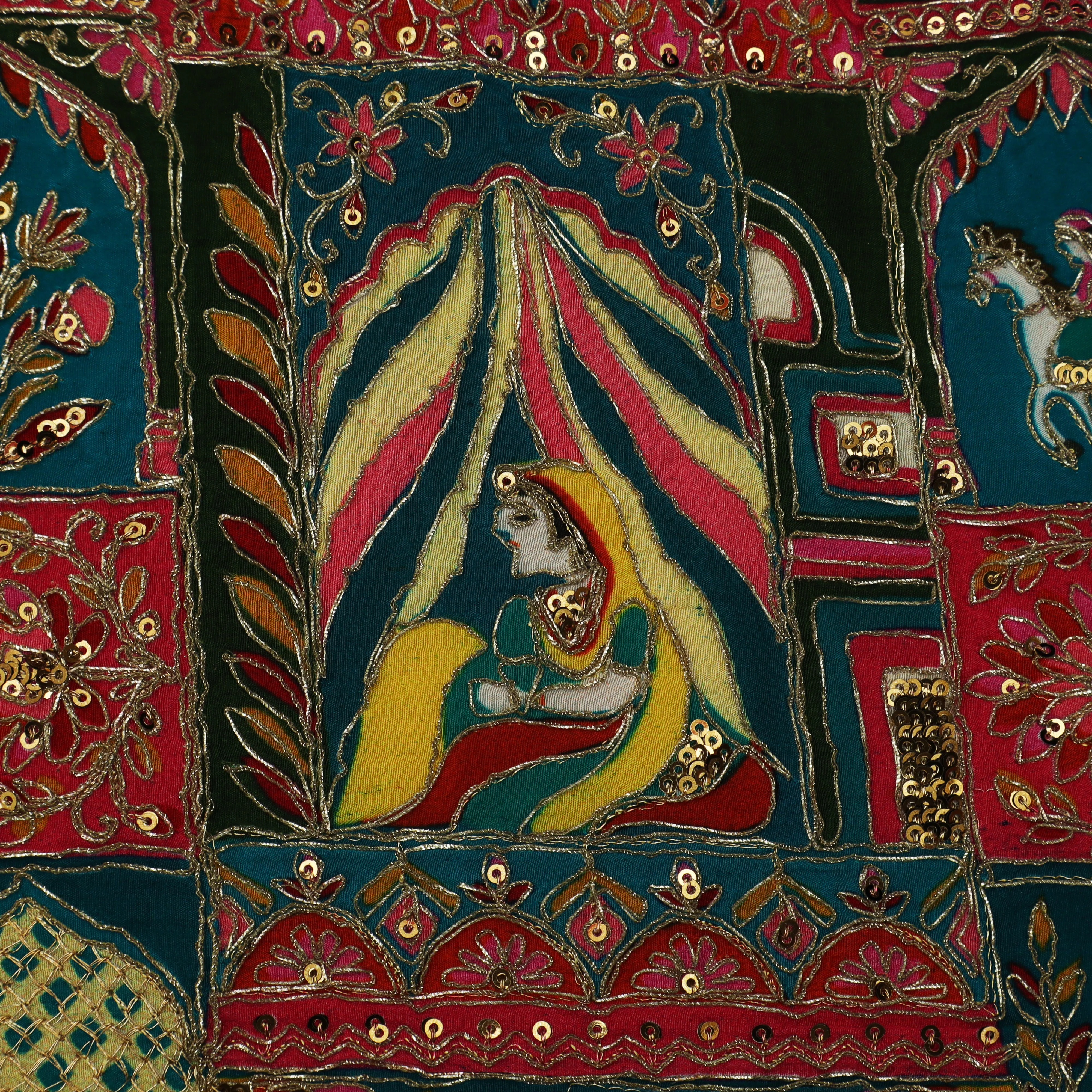 Crepe Kalamkari Embroidery Fabric