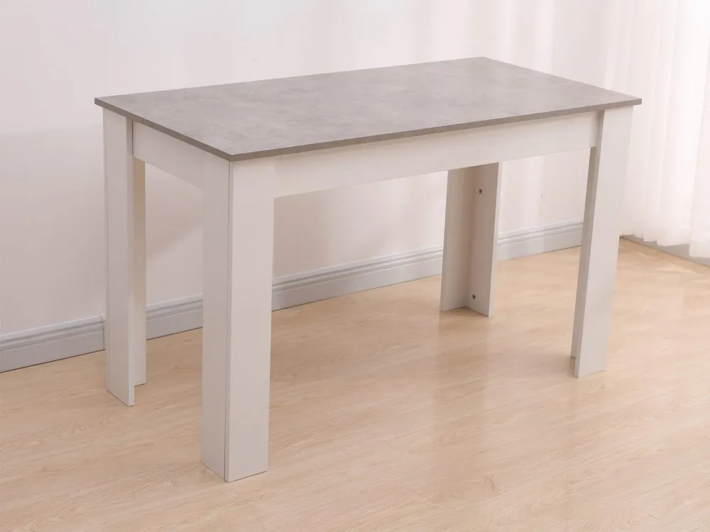 Dining Table Rectangular Wooden 120M - Grey & White