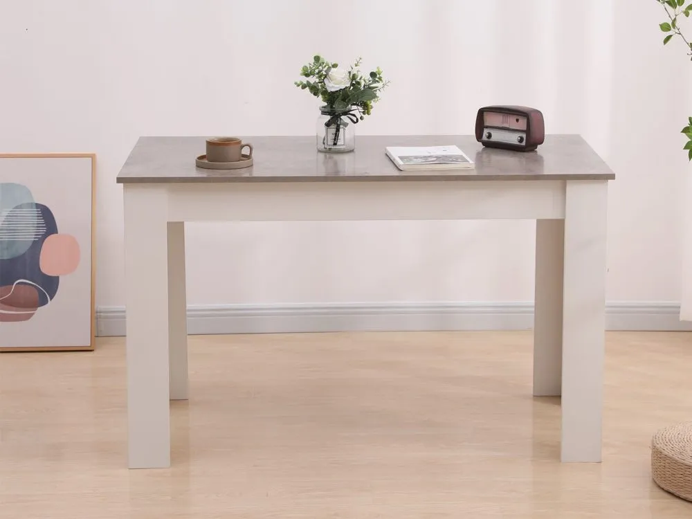 Dining Table Rectangular Wooden 120M - Grey & White