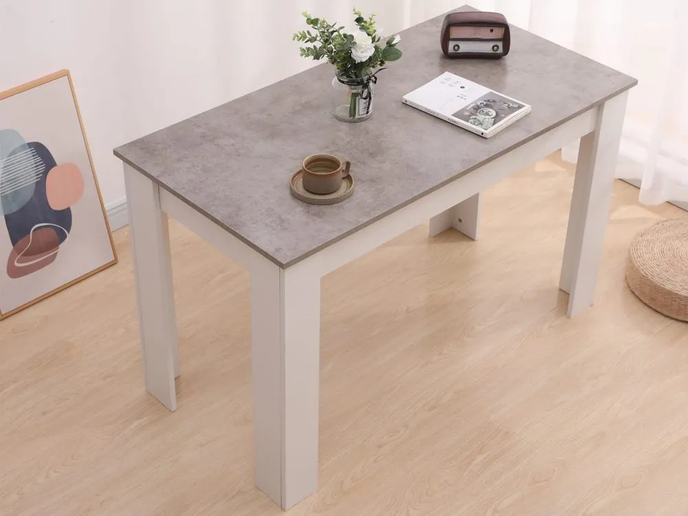 Dining Table Rectangular Wooden 120M - Grey & White