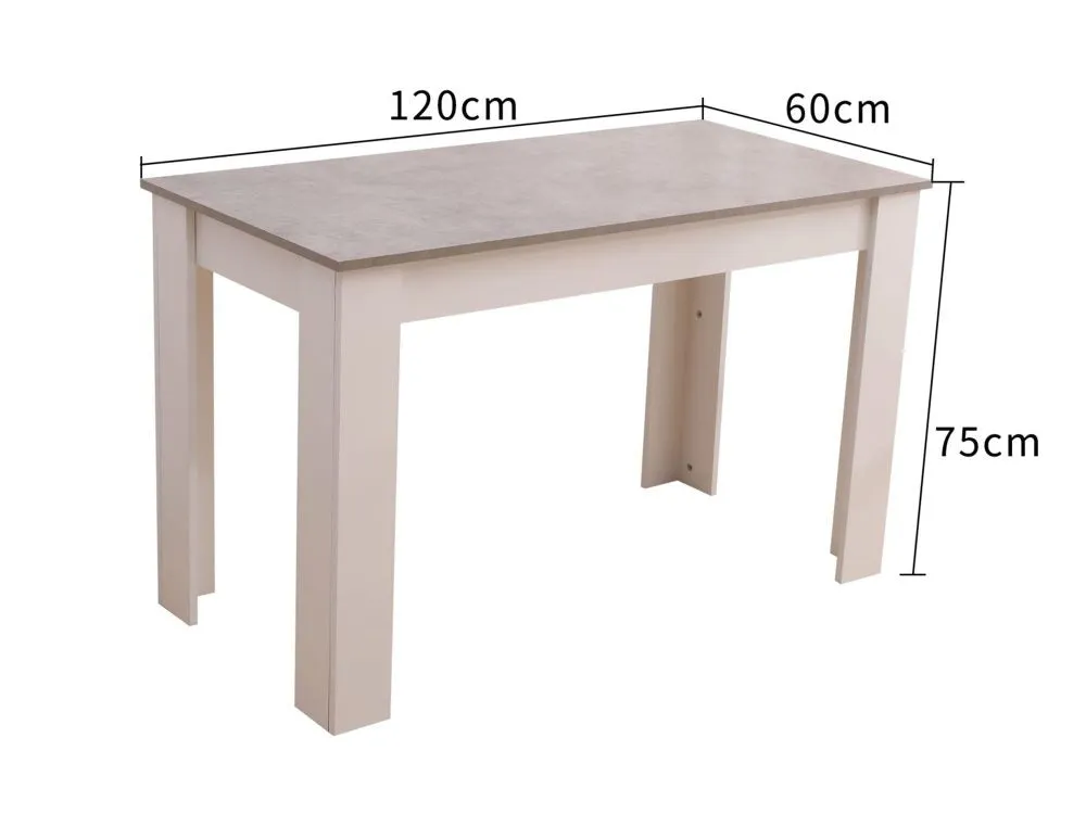 Dining Table Rectangular Wooden 120M - Grey & White