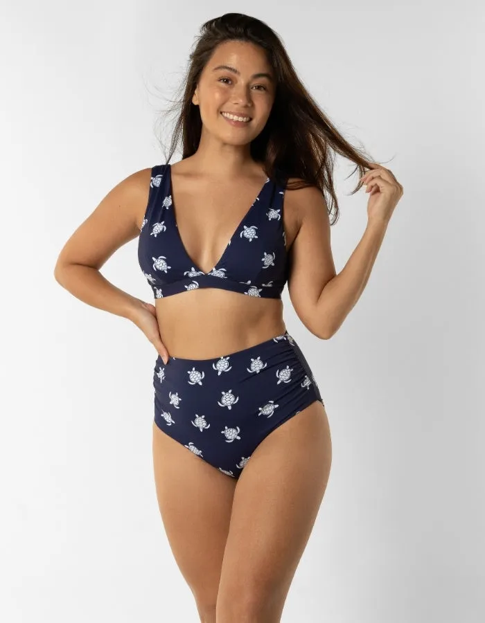Dune – Deep Blue Turtle Womens Plunge Bikini Top