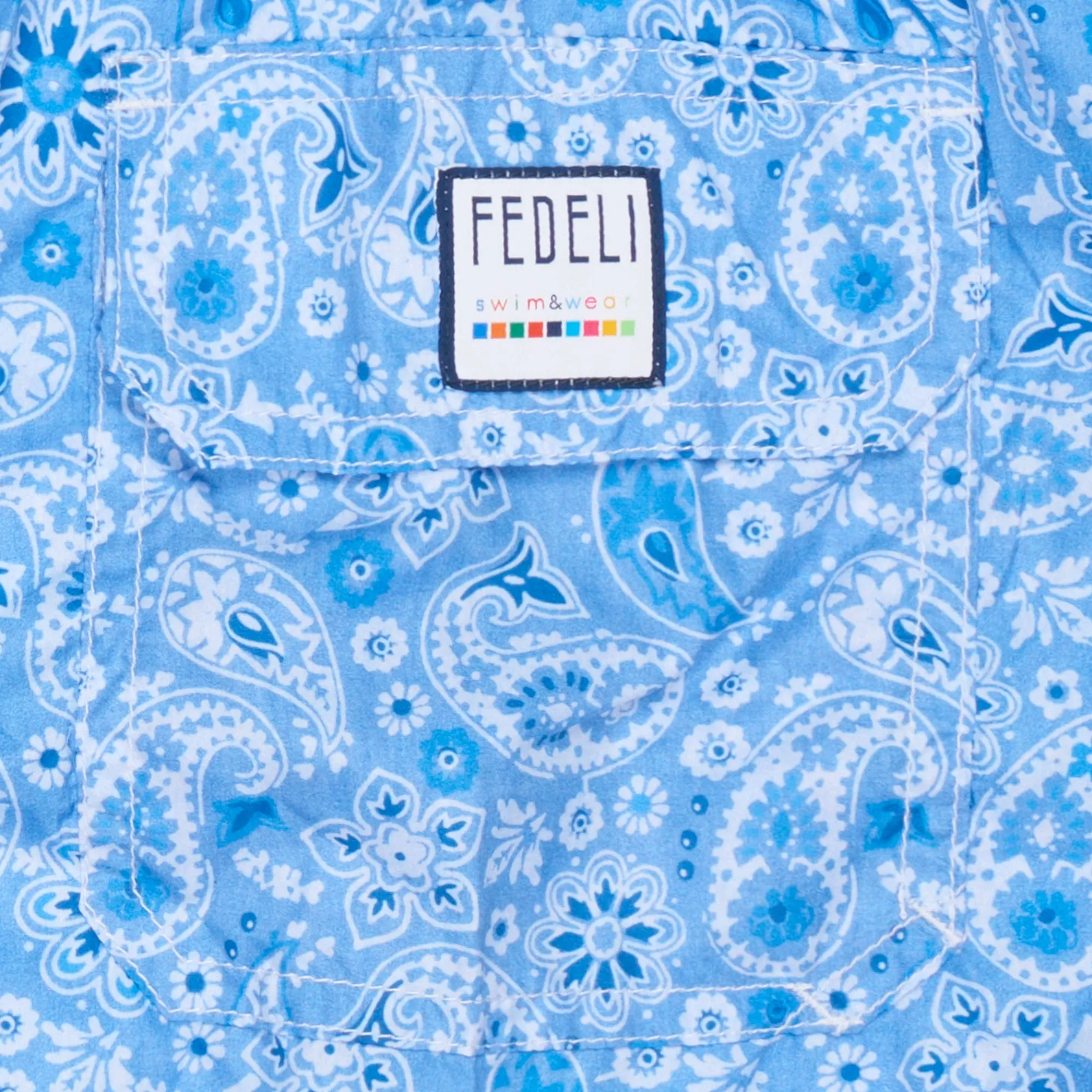 FEDELI Blue Floral Paisley Printed Madeira Airstop Swim Shorts Trunks NEW 3XL