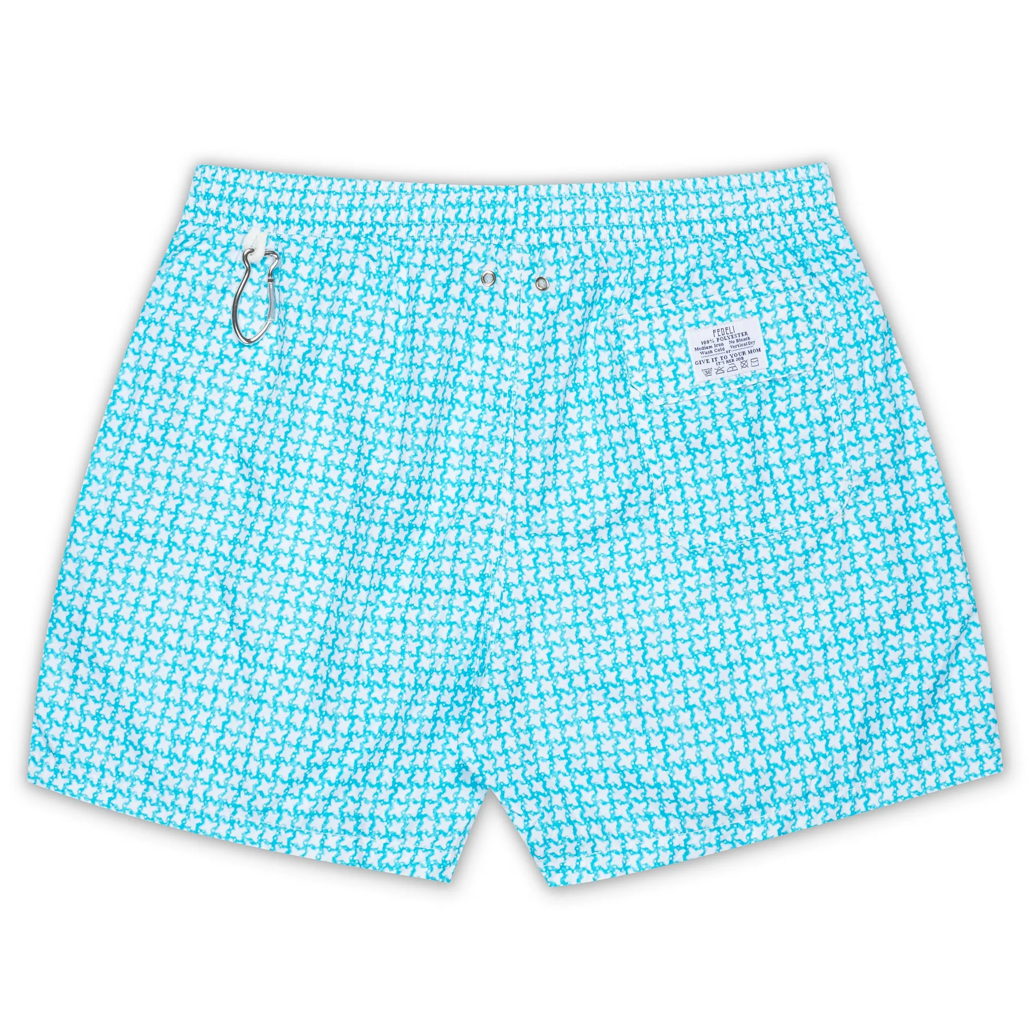 FEDELI Blue-White Geometric Printed Madeira Airstop Swim Shorts Trunks NEW 2XL