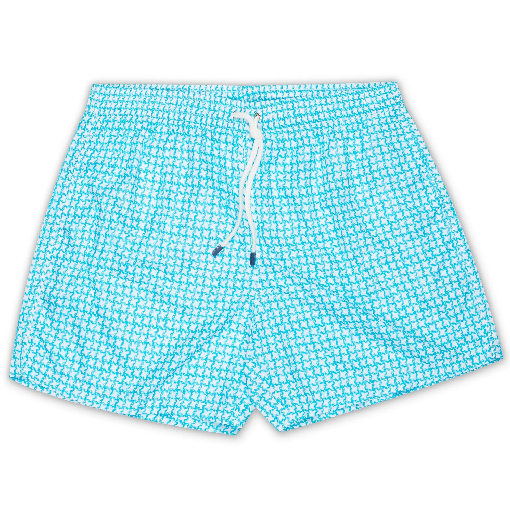 FEDELI Blue-White Geometric Printed Madeira Airstop Swim Shorts Trunks NEW 2XL