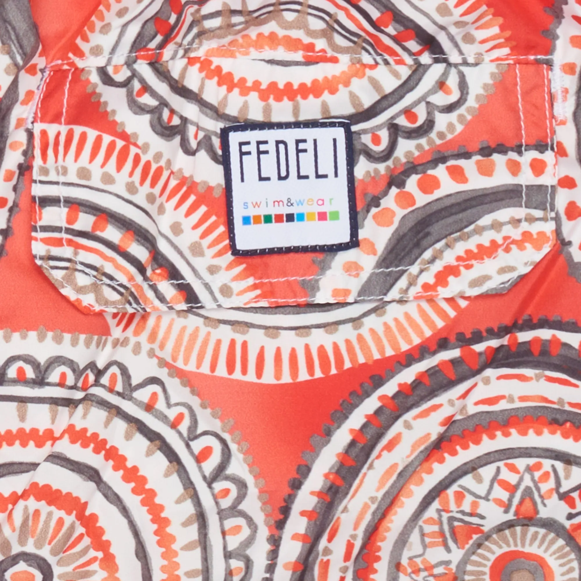 FEDELI Red Circle Print Maldive Airstop Swim Shorts Trunks NEW