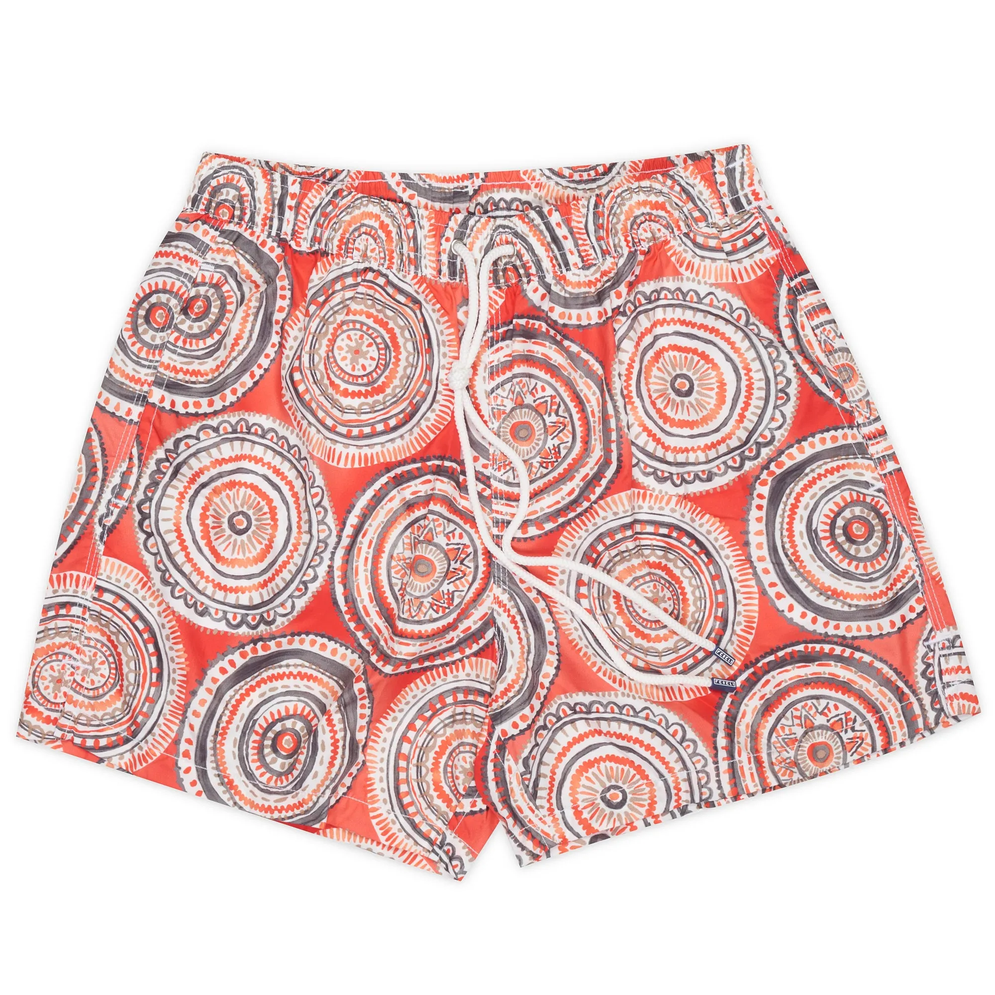 FEDELI Red Circle Print Maldive Airstop Swim Shorts Trunks NEW