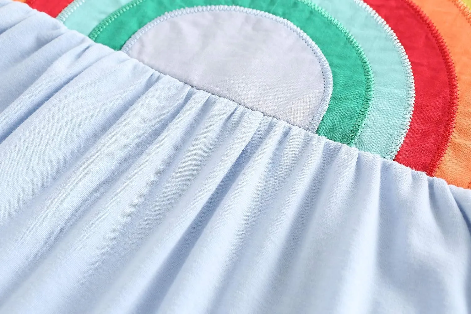 Frogwill Toddler Girls Fifties Summer Dress Blue Rainbow 2-7Y