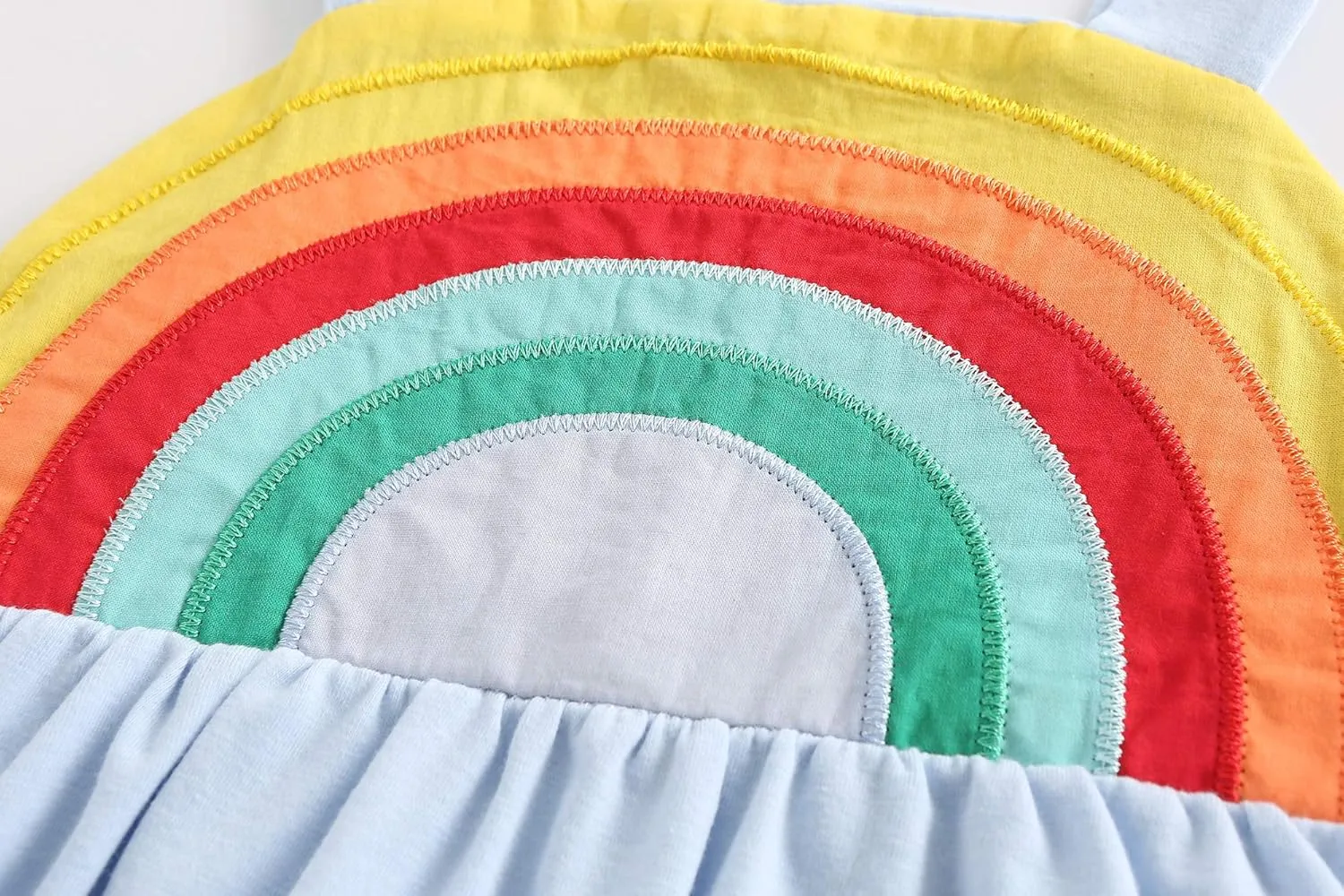 Frogwill Toddler Girls Fifties Summer Dress Blue Rainbow 2-7Y