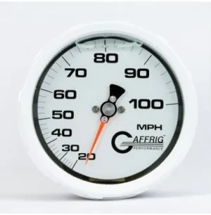 GAFFRIG PART #4602 4 INCH 100 MPH LIQUID FILLED WHITE SPEEDOMETER GAUGE HEAD ONLY