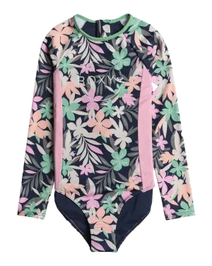 Girls Ilacabo Long Sleeve Print Swimsuit in Naval Academy & Ilacabo
