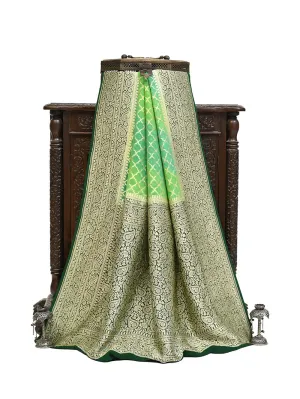 Green Rangkat Khaddi Georgette Handloom Banarasi Saree