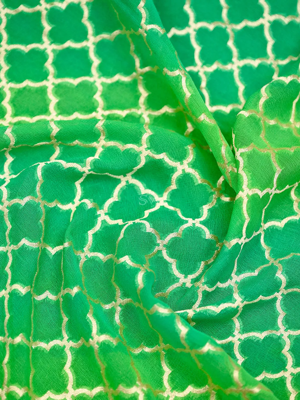 Green Rangkat Khaddi Georgette Handloom Banarasi Saree