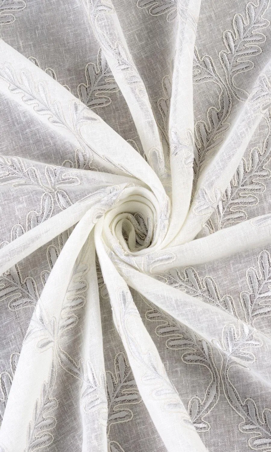 'Gypsum' Sheer Floral Embroidered Roman Shades (White/ Cream)