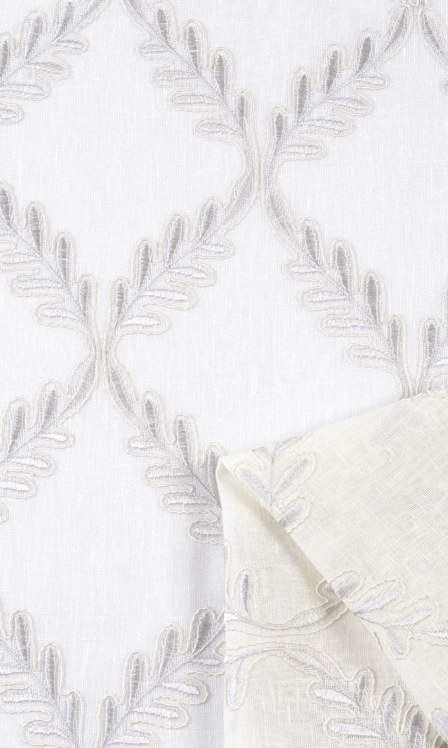 'Gypsum' Sheer Floral Embroidered Roman Shades (White/ Cream)
