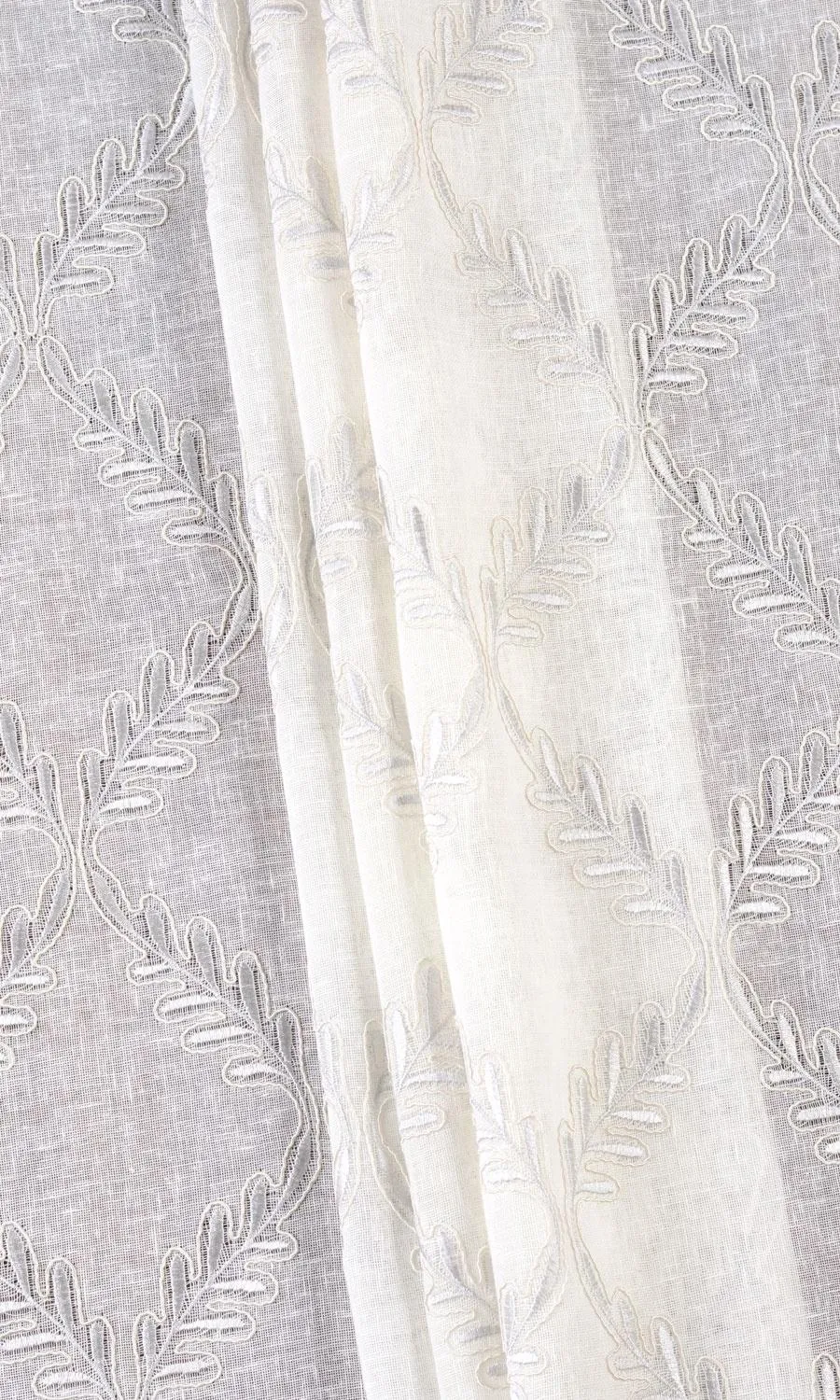 'Gypsum' Sheer Floral Embroidered Roman Shades (White/ Cream)