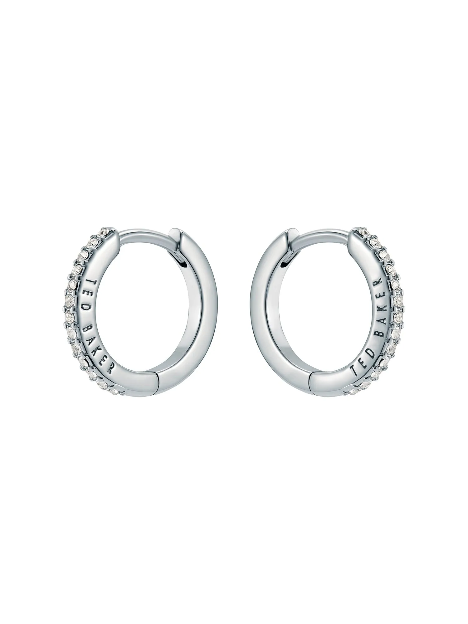 Heplie Crystal Hoop Earrings (14Mm) Silver
