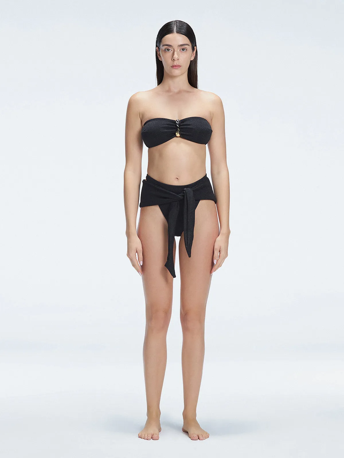 Ilana Shiny Black Bikini Top