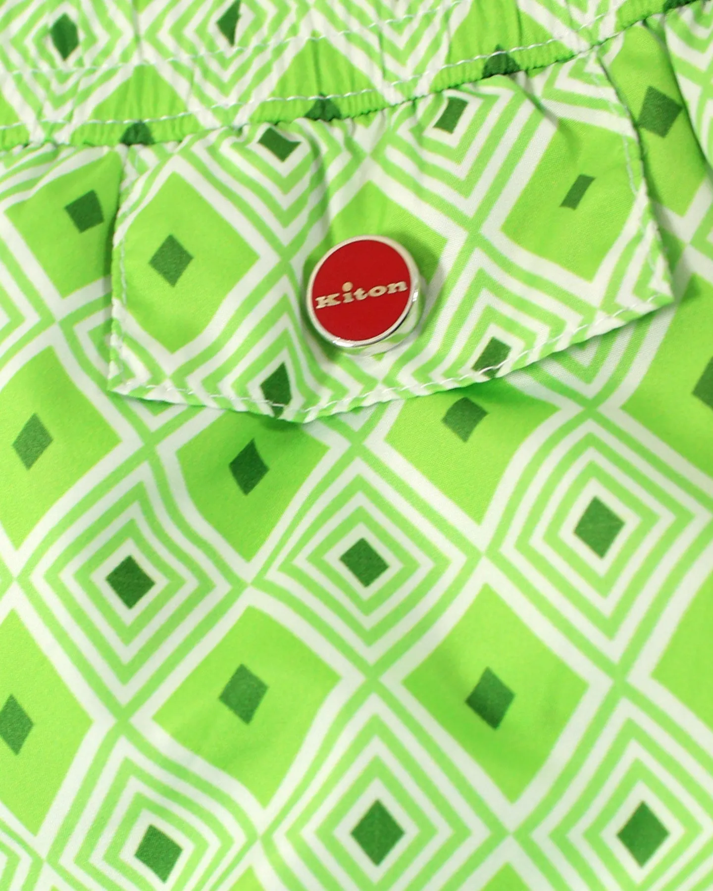 Kiton Swim Shorts L Green Geometric - Men Swimwear SALE