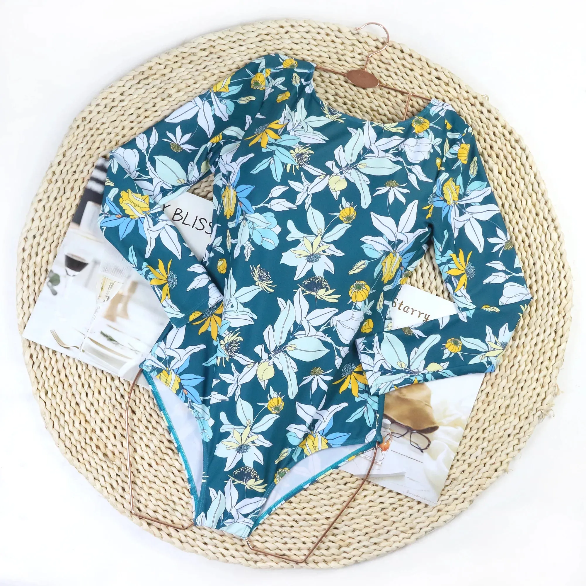 Long-Sleeve Swimwear for Active Women Floral Rash Guard Swimsuit