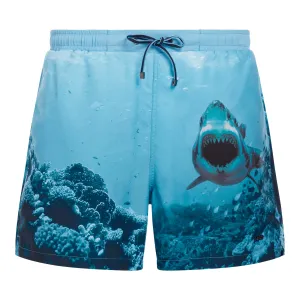 Men White Shark Swimwear - Open Blue