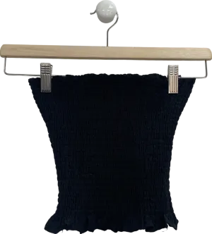 Monday Swimwear Black Crinkle Linen Top UK 8