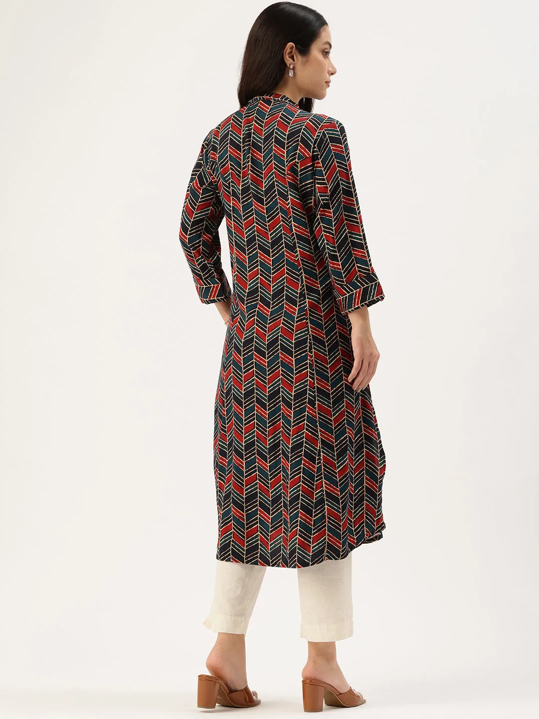 Multi Geometric Printed A Line Kurta
