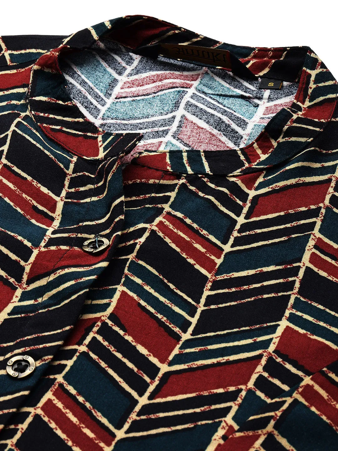 Multi Geometric Printed A Line Kurta