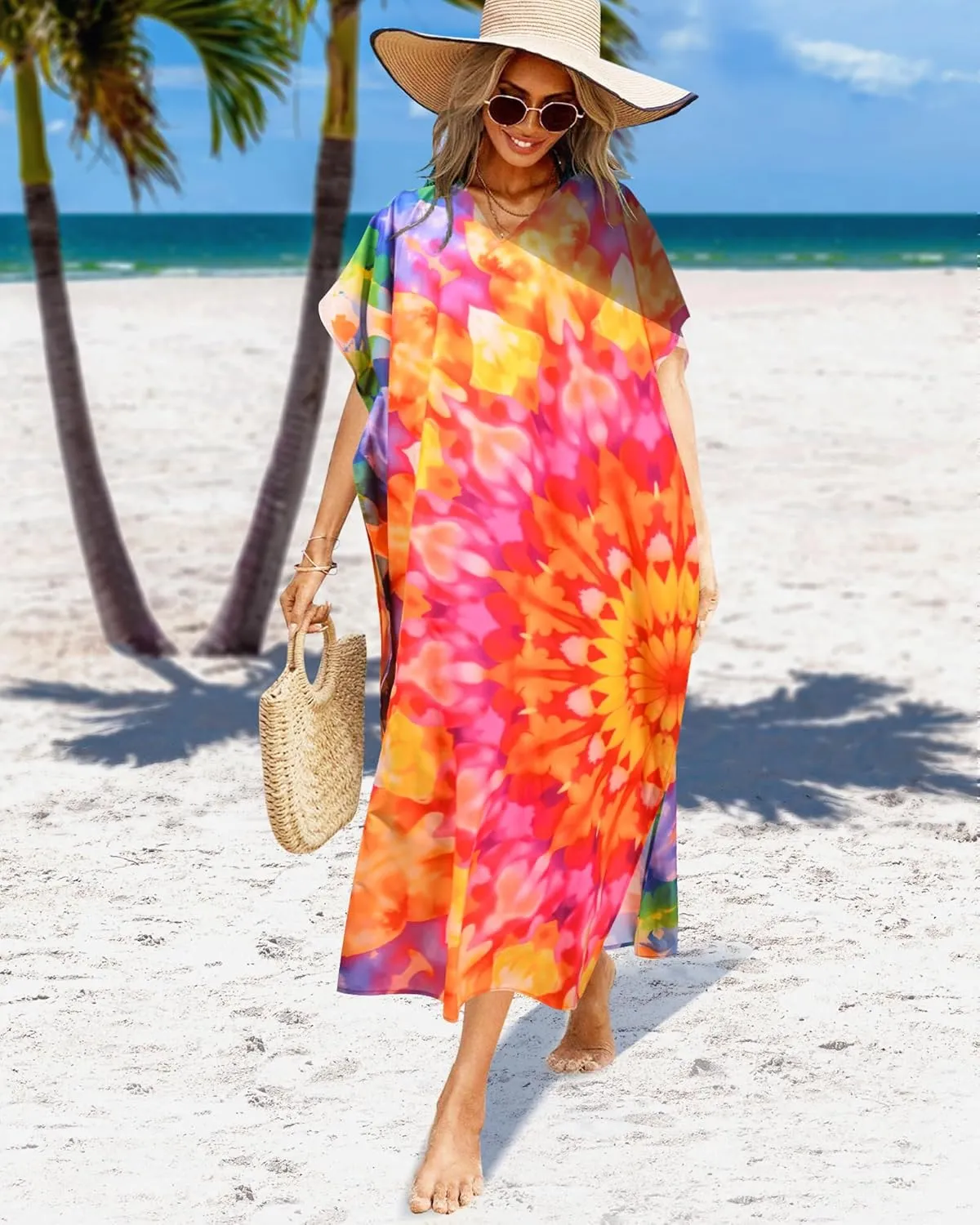 Nidoul Kaftan Dresses for Women Plus Size Bathing Suit Cover Up Long Swimsuit Coverup Swim Summer Beach Caftans Loungewear